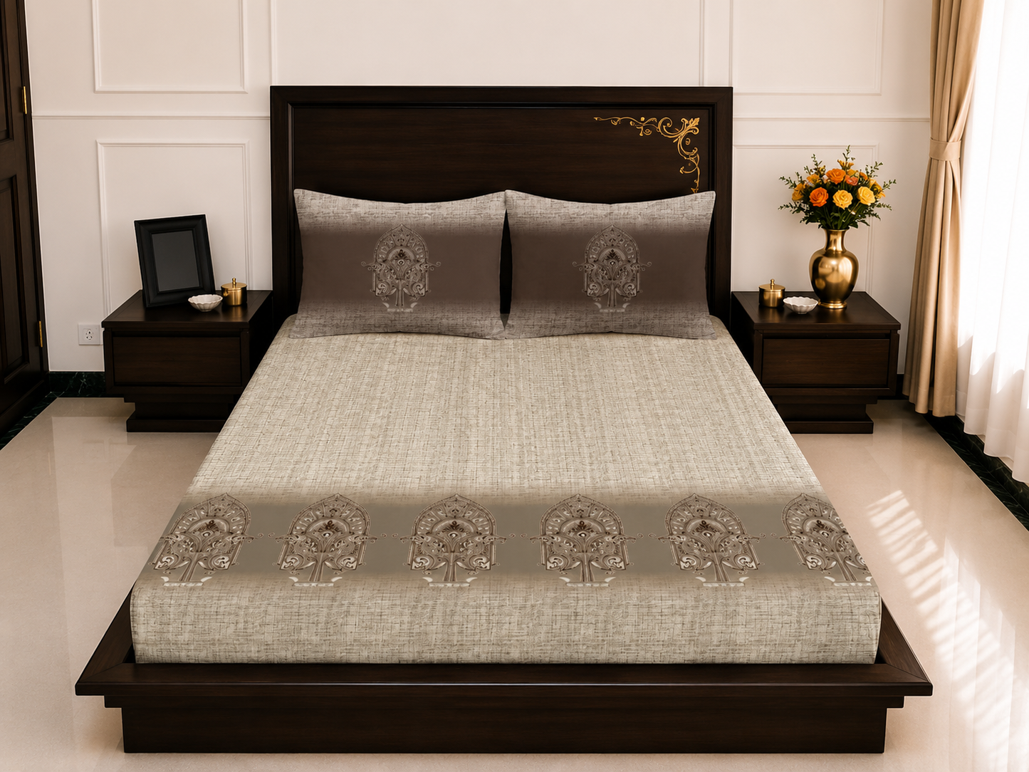 Harmony Printed Sheet Set | Sandstone Heritage | 300 Thread Count