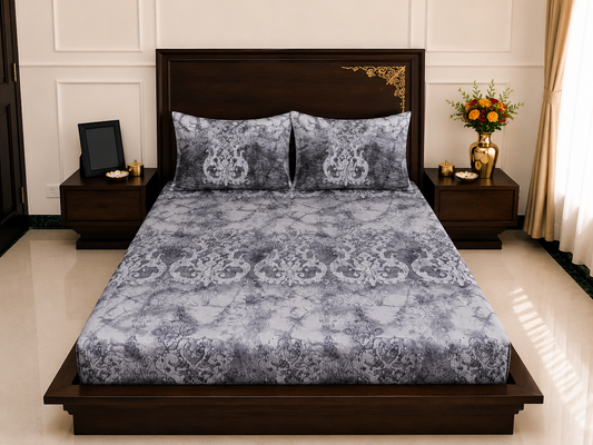 Harmony Printed Sheet Set | Marble Noir | 300 Thread Count