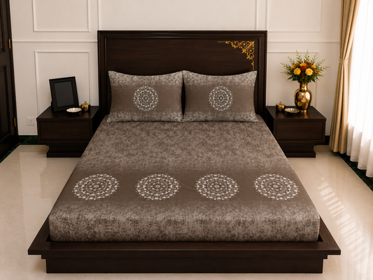 Harmony Printed Sheet Set | Mocha Mandala | 300 Thread Count