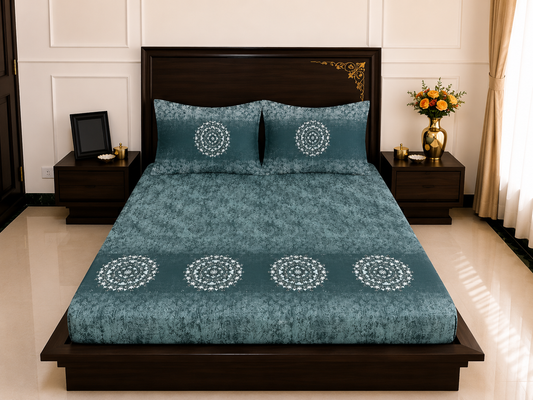 Harmony Printed Sheet Set | Teal Mandala | 300 Thread Count
