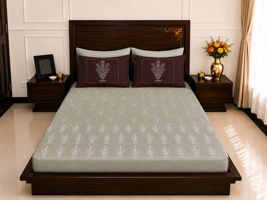 Harmony Printed Sheet Set | Olive Bloom | 300 Thread Count