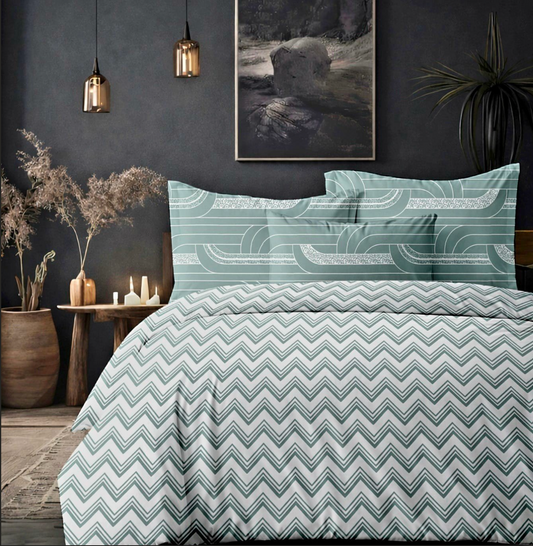 Regal Printed Sheet Set | Sage Chevron | 300 Thread Count